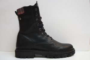Giga: Zwarte veter/rits boot met tartan accent, maat 33 t/m 39 € 119,99